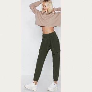 Green High Waisted Cargo Pants- Belted NWT